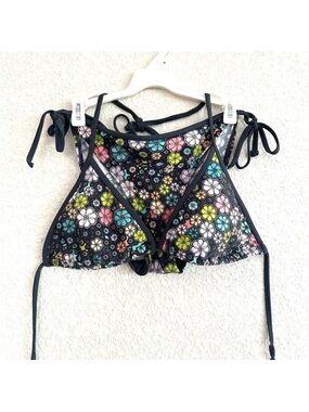 Body Glove Black Floral-Print String Bikini